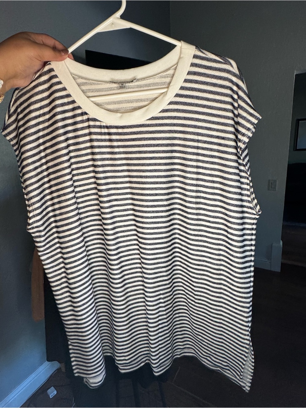 white birch Black and White Striped Sleeveless Crewneck Tank